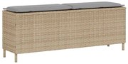 bézs polyrattan kerti pad párnával 110x30x40,5 cm