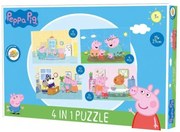 PEPPA MALAC egy napja a családdal gyermek puzzle 4 az 1-ben, 19x29 cm