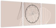 Kép - Bézs színű levelek N⁰2 (órával) (90x30 cm)
