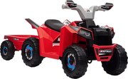 HOMCOM Elektromos Quad Gyerekeknek 6V, Gyerek Quad, Elektromos Jármű Utánfutóval 1,5-3 éveseknek, 2,5 km/h, Fém, 106 x 41,5 x 48,5 cm, Piros | Aosom