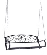 Outsunny Kétfős Függő Pad Kerti Hinta Pad Hollywood Hinta Felfüggesztett Pad Láncokkal Fém Fekete 132 x 63 x 58 cm | Aosom
