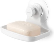 Fehér öntapadós újrahasznosított műanyag szappantartó Flex – Umbra