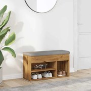 kézműves tölgy szerelt fa cipőtároló pad 82x32x45,5 cm