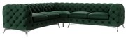 Sötétzöld bársony sarokkanapé Chelsea – Ropez