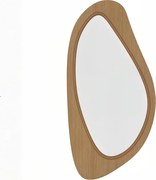 HOMCOM aszimmetrikus fali tükör 91,5 x 45 cm – fenyő furnéros dekoratív lógó tükör hálószobába és nappaliba, natúr | Aosom