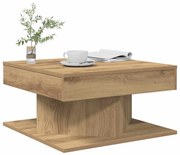 kézműves tölgy színű szerelt fa dohányzóasztal 55x55x30 cm