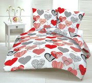 HEARTS RED pamut ágynemű DeLuxe Ágynemű mérete: 140x200 cm, A csomag tartalma: Készletcsomagolás