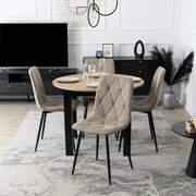 Étkezőszett HARRY asztal 102–142 cm artisan tölgy/fekete + 4 ROBIN 2 szék bézs