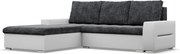 Toronto sarokkanapé, 2 ágyneműtartóval, fonott + műbőr, baloldali, sötétszürke - fehér