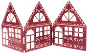 Three houses karácsonyi fém dekoráció piros, 50 x 20 x 2,5 cm