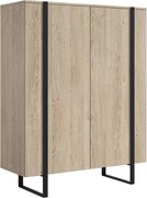 Verica magas komód 120 cm kétszárnyú - biszkvit tölgy / fekete lábak