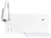 LED Fali lámpa SHELF 1xLED/4W+1xLED/5W+1xLED/2W/230V + USB port fehér