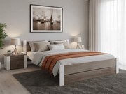 IKAROS DOUBLE ágy 140 x 200 cm, fehér/trüffel tölgy Ágyrács: Léces ágyrács, Matrac: Deluxe 10 cm matrac