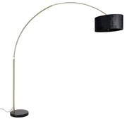 Ív lámpa sárgarézből fekete szövet árnyékolóval, fekete 50 cm - XXL
