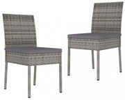 2 db szürke kerti polyrattan étkezőszék