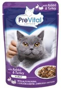 Macskaeledel, alutasakos, felnőtt macskáknak, 100 g, PREVITAL, nyúl és pulyka aszpikban (LAE020)