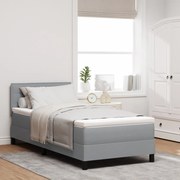Boxspring ágy matraccal Világosszürke 90 x 190 cm szövet