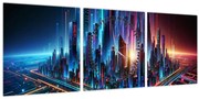 Kép - A jövő városa (órával) (90x30 cm)