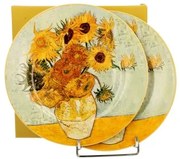 Porcelán desszertes tányér szett 2 db-os 19 cm dobozban Van Gogh Napraforgók