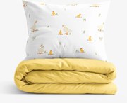 Goldea pamut ágyneműhuzat duo - kacsák, sárga hátoldal 140 x 200 és 70 x 90 cm