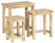 3 db rakásolható tömör mangófa asztal