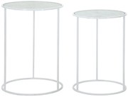 fém és üveg kisasztal készlet – 2 db love szíves – Fehér