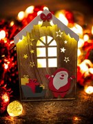 LED-es karácsonyi házikó dekoráció Nagy fa figura dekoráció 35 cm