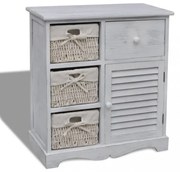 fehér fa szekrény 3 szőtt kosárral