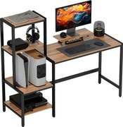 HOMCOM 150 x 48 cm-es Számítógép Íróasztal Monitorállványal, CPU Támasszal, Nyomtatószekrénnyel, 4 Polccal, Fém Kerettel Az Otthoni Irodába, Hálószobá