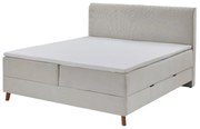 Bézs boxspring ágy tárolóhellyel 160x200 cm Memphis - Meise Möbel