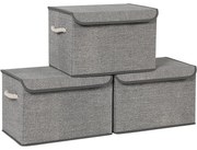 Tárolódobozok fedéllel 3 db-os szett, 38 x 25 x 25 cm, szürke