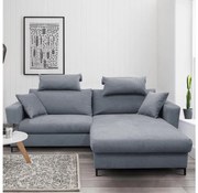 Kinyitható, jobb oldali L-alakú sarokülőgarnitúra HORTA tárolóval, sötét szürke