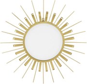 Kerek csiszolatlan fali tükör aranyszín fém napsugarak tarkította keretezéssel 70x70x2cm