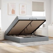 Ottomán ágykeret matracokkal Világosszürke 200x200cm szövet