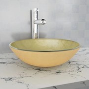 42 cm-es edzett üveg mosdókagyló aranyszínű
