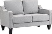 HOMCOM 2-Fős Szövet Kanapé Karfával, Vastag Párnázással és 2 Párnával, Modern 2-Fős Loveseat Fa Kerettel Nappaliba, Pihenőre és Hálószobába, Világos S