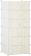 HOMCOM Műanyag Cipőtartó Polc 6 Pár Cipőhöz Üvegdoboz Előszobába DIY Rakható Polc Cipőtartó Fehér 49 x 36,5 x 108 cm | Aosom
