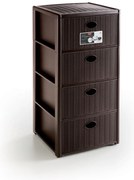 STEFANPLAST Műanyag tároló polc Elegance, 4 fiókos, barna