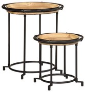 2 részes tömör mangófa oldalsó asztal készlet