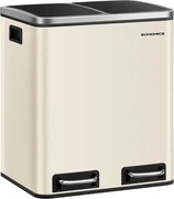 SORT hulladékgyűjtő tartály 30l (2×15l), bézs/ezüst/fekete SongmicsHome
