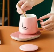 Lucky kerámia bögre szett elektromos melegítővel díszdobozban - pink