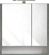Piramida AKVA Tükrös fürdőszobai szekrény - 2 ajtós kivitel - LED - FEHÉR-SÖTÉT - 65 x 69 cm
