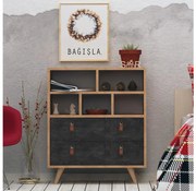 Komód MARCO 85,6x70 cm antracit/barna