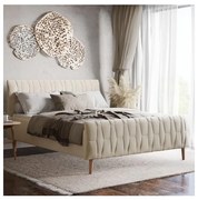 FLORA kárpitozott ágy 180x200 cm, matrac nélkül, bézs