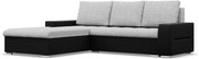 Toronto sarokkanapé, 2 ágyneműtartóval, fonott + műbőr, baloldali, szürke - fekete