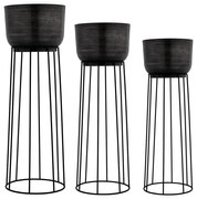 Eglo 428096 - KÉSZLET 3x Fém virágcserép OKAYAMA fekete