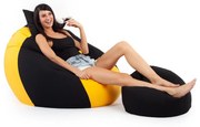 Fekete - Sárga ALL IN Bicolor XXL Babzsákfotel Garnitúra