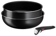 Alumínium edény készlet 3 db-os Ingenio Easy Cook & Clean Black – Tefal