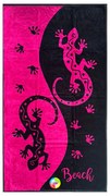 Salina gekkó pink-fekete strandtörölköző
