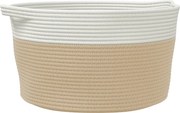 vidaXL bézs és fehér pamut tárolókosár Ø40 x 25 cm
